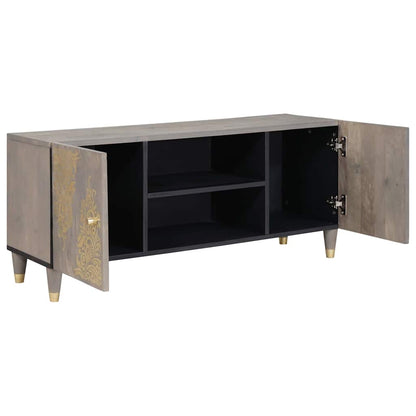vidaXL TV Cabinet with Shelf Grey 105 x 33 x 46 cm Solid Mango Wood
