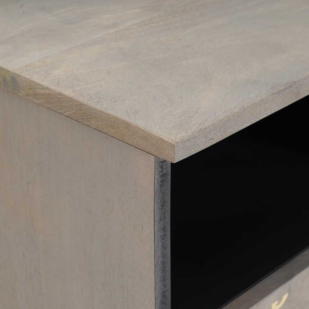 vidaXL TV Cabinet with Drawer Grey 70 x 33 x 46 cm Solid Mango Wood