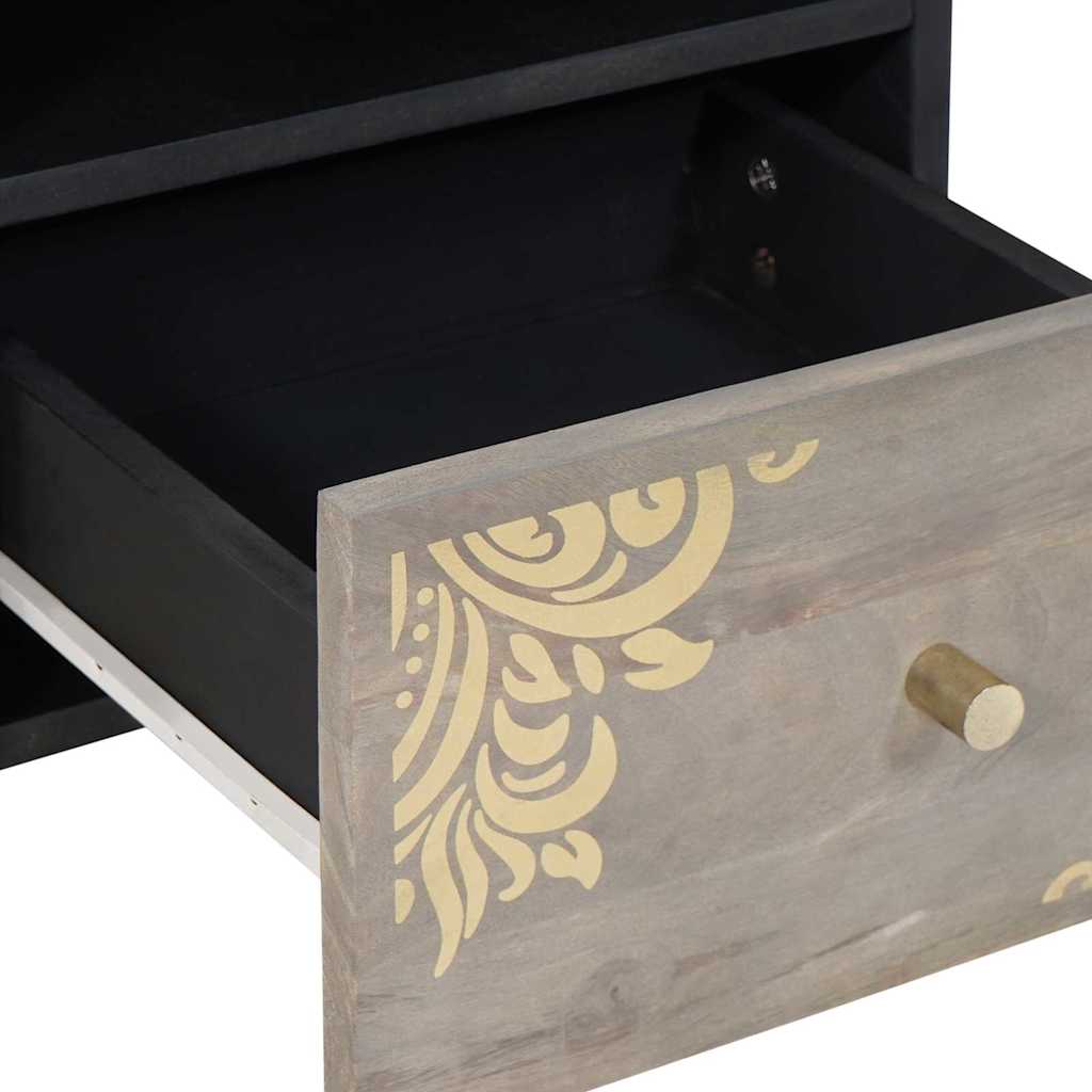 vidaXL TV Cabinet with Drawer Grey 70 x 33 x 46 cm Solid Mango Wood