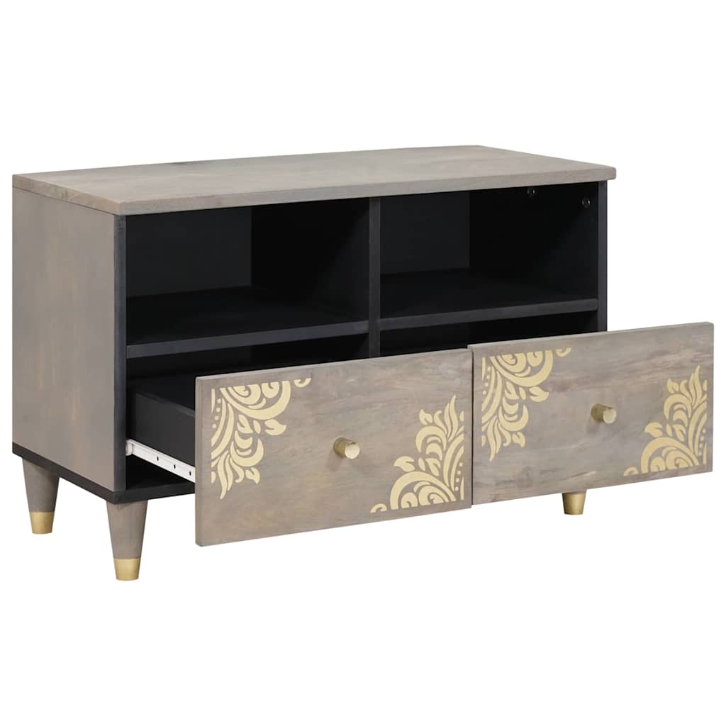vidaXL TV Cabinet with Drawer Grey 70 x 33 x 46 cm Solid Mango Wood