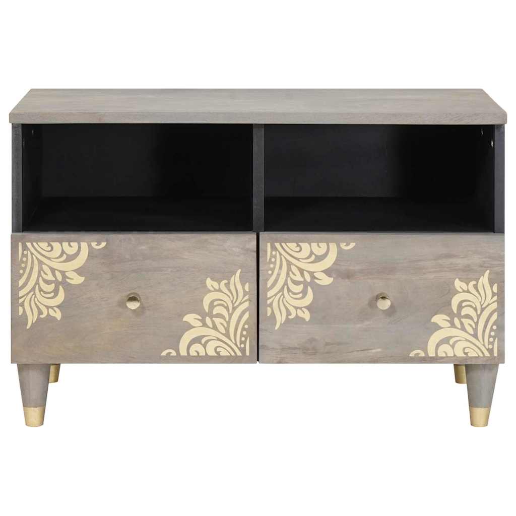vidaXL TV Cabinet with Drawer Grey 70 x 33 x 46 cm Solid Mango Wood