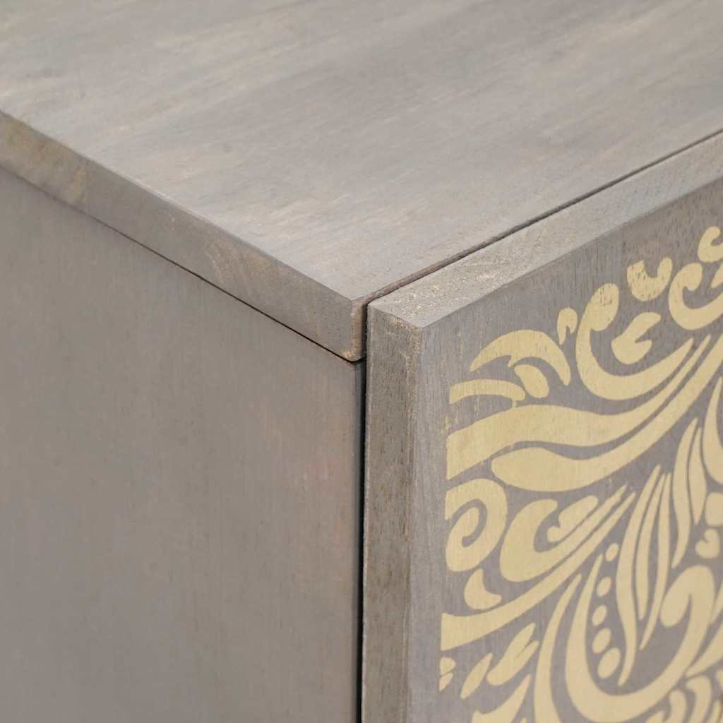 vidaXL Sideboard Grey and Gold 60 x 33 x 75 cm Solid Mango Wood