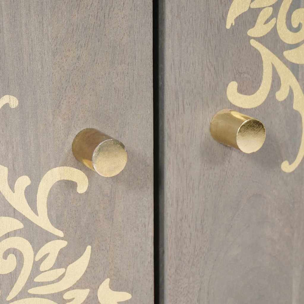 vidaXL Sideboard Grey and Gold 60 x 33 x 75 cm Solid Mango Wood