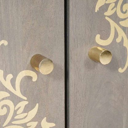vidaXL Sideboard Grey and Gold 60 x 33 x 75 cm Solid Mango Wood