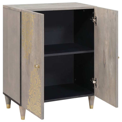 vidaXL Sideboard Grey and Gold 60 x 33 x 75 cm Solid Mango Wood