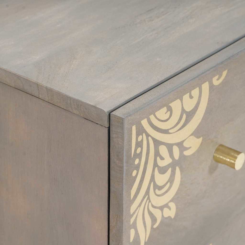 vidaXL Sideboard Grey and Gold 60 x 33 x 75 cm Solid Mango Wood