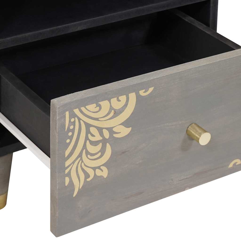vidaXL Bedside Cabinet Grey 40 x 33 x 46 cm Solid Mango Wood