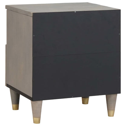 vidaXL Bedside Cabinet Grey 40 x 33 x 46 cm Solid Mango Wood