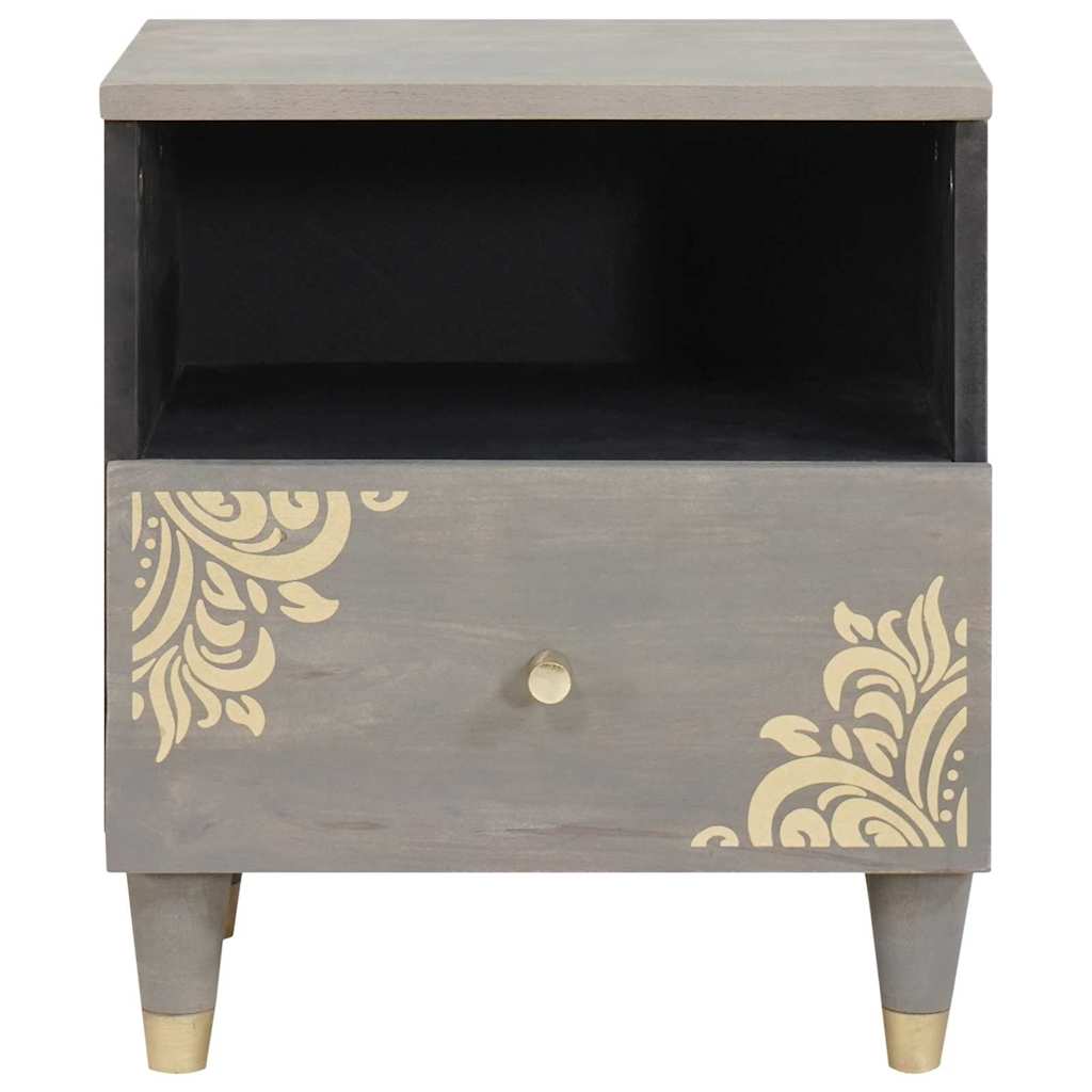 vidaXL Bedside Cabinet Grey 40 x 33 x 46 cm Solid Mango Wood