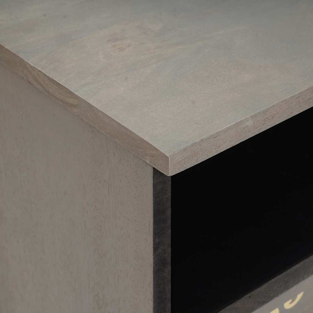 vidaXL Bedside Cabinet 2 pcs Grey 40 x 33 x 46 cm Solid Mango Wood