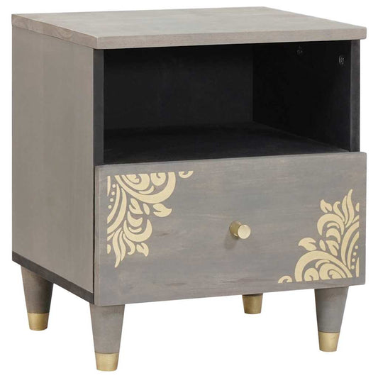 vidaXL Bedside Cabinet 2 pcs Grey 40 x 33 x 46 cm Solid Mango Wood
