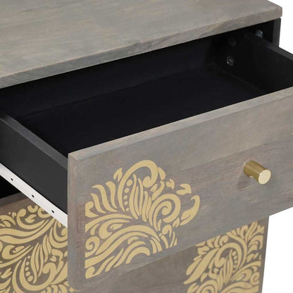 vidaXL Bedside Cabinet with Door Grey 50 x 33 x 60 cm Solid Mango Wood