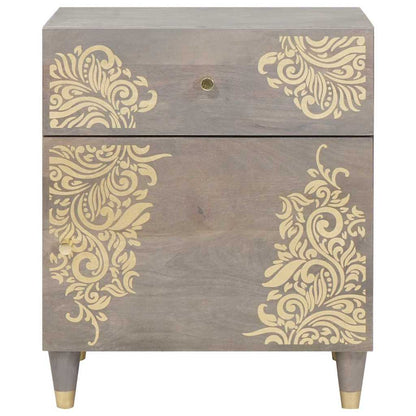 vidaXL Bedside Cabinet with Door Grey 50 x 33 x 60 cm Solid Mango Wood