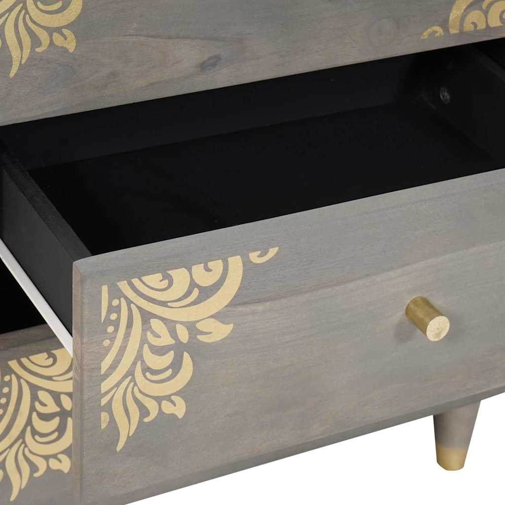 vidaXL Bedside Cabinet Grey 50 x 33 x 62 cm Solid Mango Wood