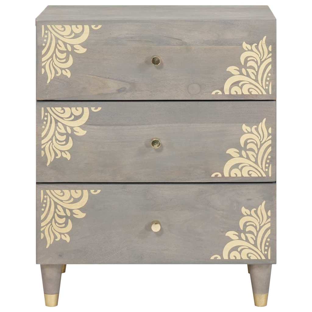 vidaXL Bedside Cabinet Grey 50 x 33 x 62 cm Solid Mango Wood