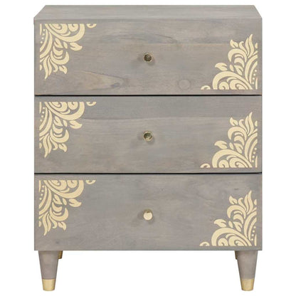 vidaXL Bedside Cabinet Grey 50 x 33 x 62 cm Solid Mango Wood