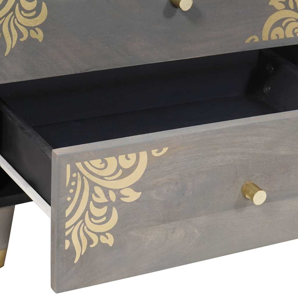 vidaXL Bedside Cabinet Grey 50 x 33 x 62 cm Solid Mango Wood
