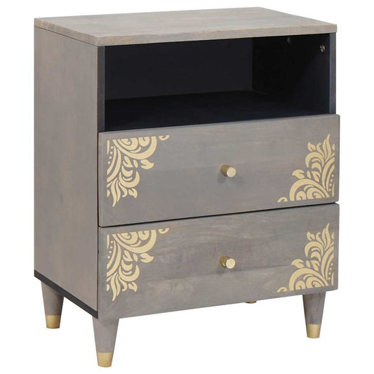 vidaXL Bedside Cabinet Grey 50 x 33 x 62 cm Solid Mango Wood