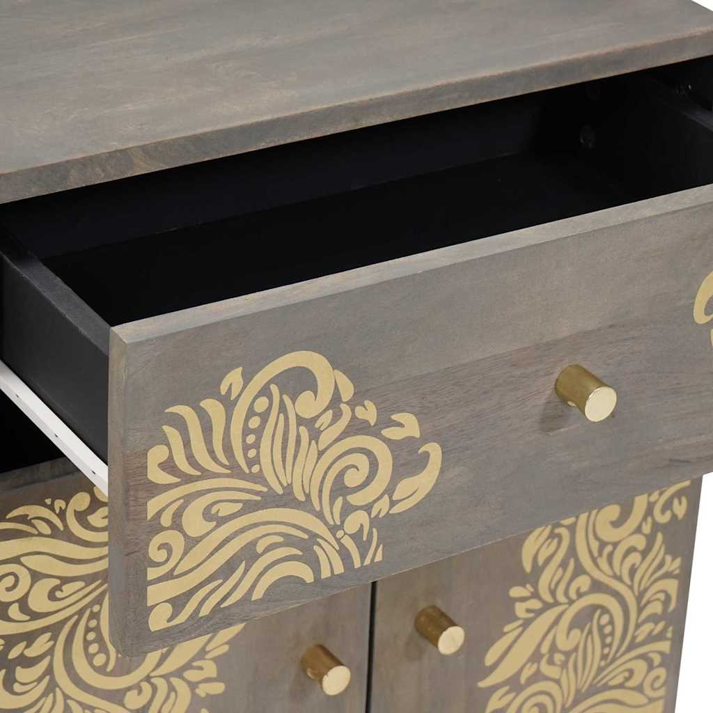 vidaXL Bedside Cabinet with Door Grey 50 x 33 x 60 cm Solid Mango Wood