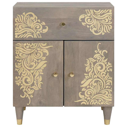 vidaXL Bedside Cabinet with Door Grey 50 x 33 x 60 cm Solid Mango Wood