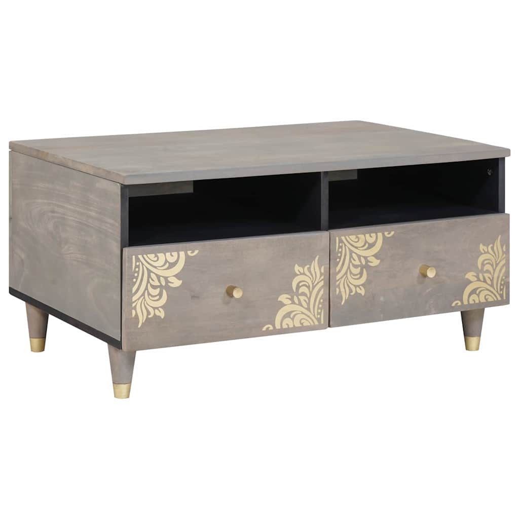 vidaXL Coffee Table with Drawer Grey 80 x 54 x 40 cm Solid Mango Wood
