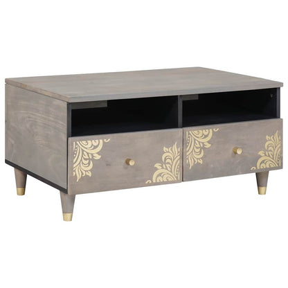 vidaXL Coffee Table with Drawer Grey 80 x 54 x 40 cm Solid Mango Wood