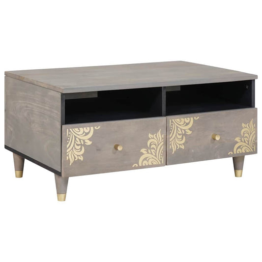 vidaXL Coffee Table with Drawer Grey 80 x 54 x 40 cm Solid Mango Wood