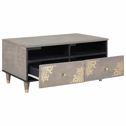 vidaXL Coffee Table with Drawer Grey 80 x 54 x 40 cm Solid Mango Wood