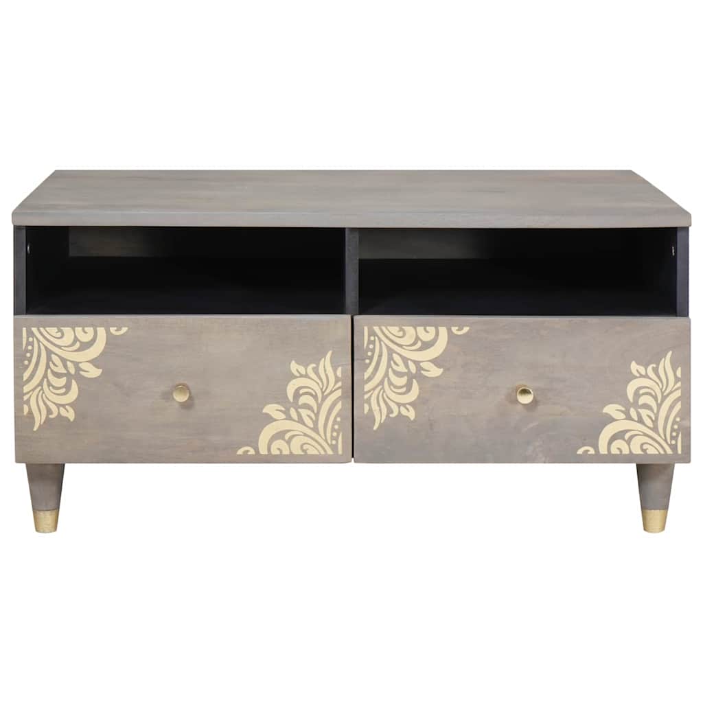 vidaXL Coffee Table with Drawer Grey 80 x 54 x 40 cm Solid Mango Wood