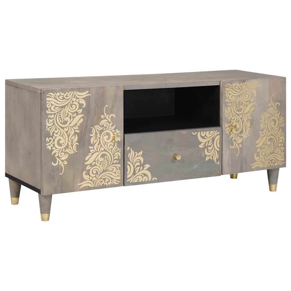 vidaXL TV Cabinet with Drawer Grey 105 x 33 x 46 cm Solid Mango Wood
