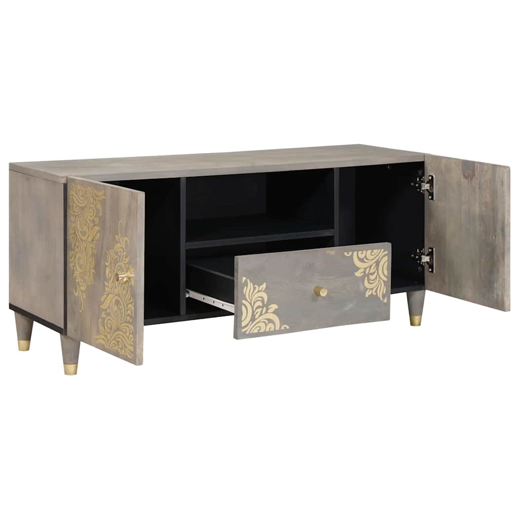 vidaXL TV Cabinet with Drawer Grey 105 x 33 x 46 cm Solid Mango Wood