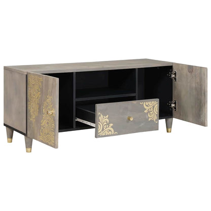 vidaXL TV Cabinet with Drawer Grey 105 x 33 x 46 cm Solid Mango Wood
