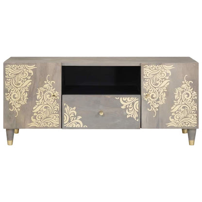 vidaXL TV Cabinet with Drawer Grey 105 x 33 x 46 cm Solid Mango Wood