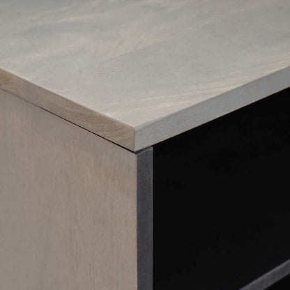 vidaXL TV Cabinet with Shelf Grey 80 x 33 x 46 cm Solid Mango Wood