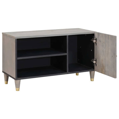 vidaXL TV Cabinet with Shelf Grey 80 x 33 x 46 cm Solid Mango Wood