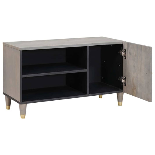 vidaXL TV Cabinet with Shelf Grey 80 x 33 x 46 cm Solid Mango Wood