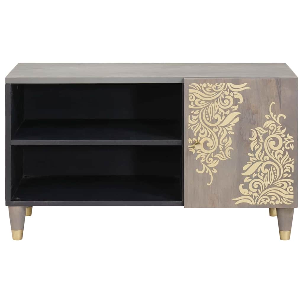vidaXL TV Cabinet with Shelf Grey 80 x 33 x 46 cm Solid Mango Wood
