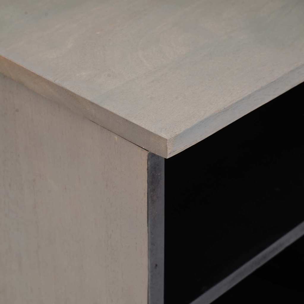 vidaXL TV Cabinet with Drawer Grey 100 x 33 x 46 cm Solid Mango Wood
