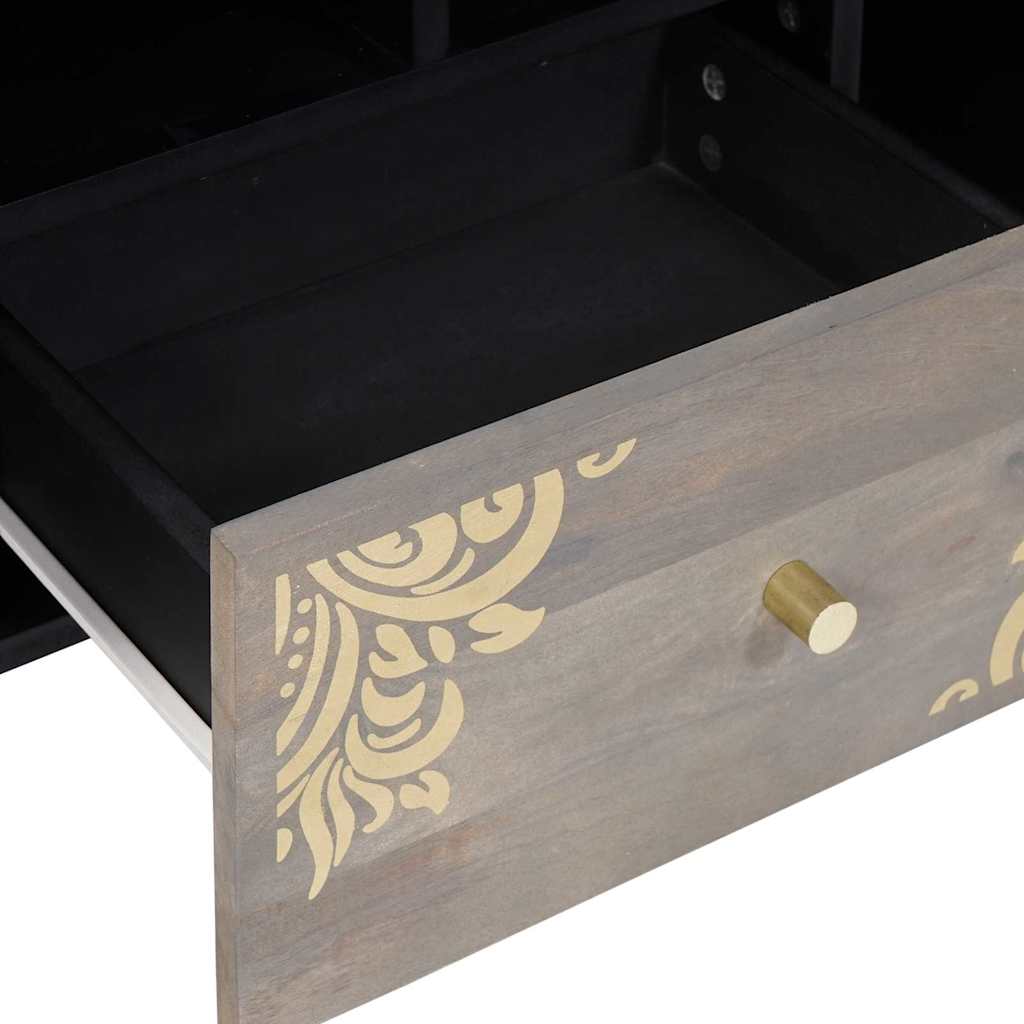 vidaXL TV Cabinet with Drawer Grey 100 x 33 x 46 cm Solid Mango Wood