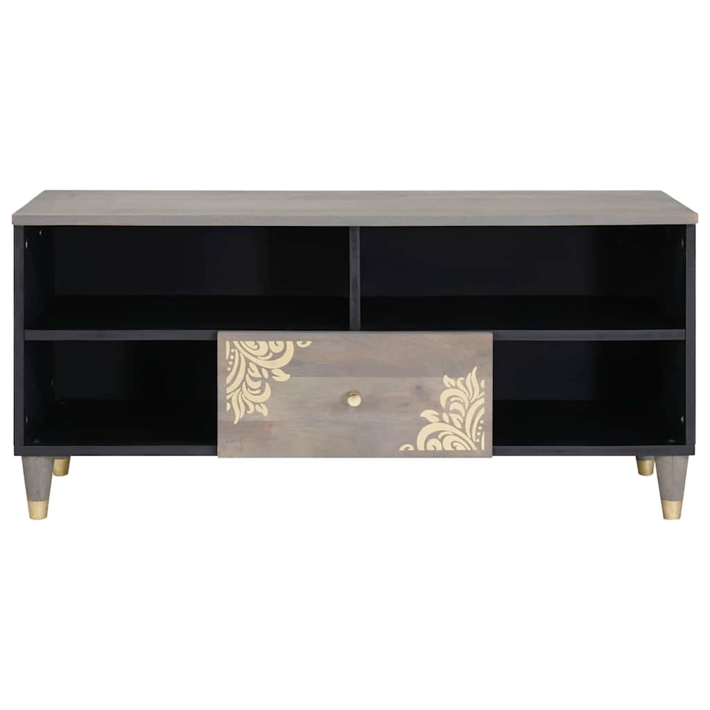 vidaXL TV Cabinet with Drawer Grey 100 x 33 x 46 cm Solid Mango Wood