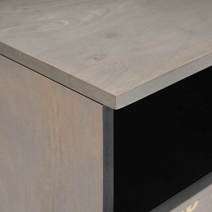 vidaXL TV Cabinet with Drawer Grey 80 x 33 x 46 cm Solid Mango Wood