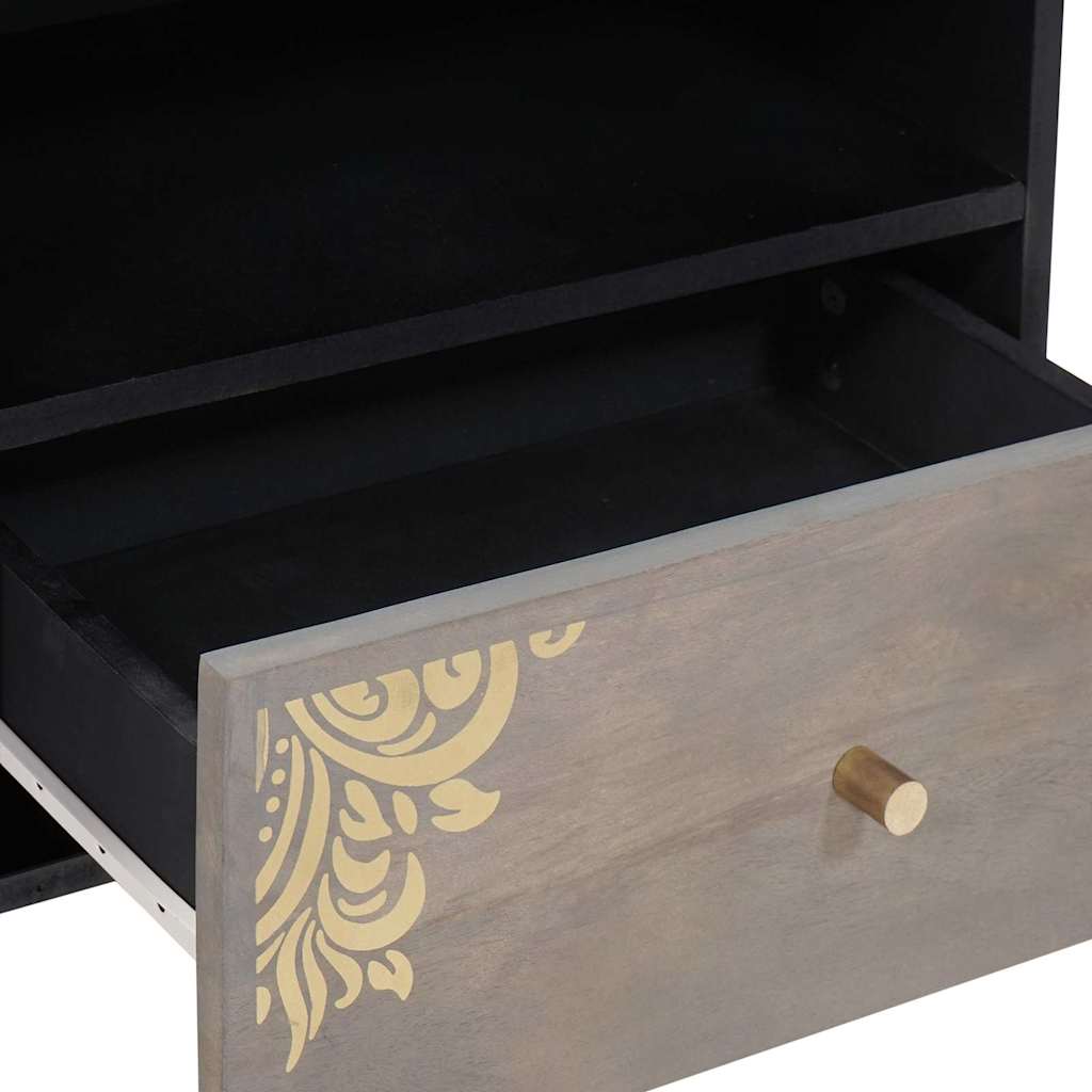 vidaXL TV Cabinet with Drawer Grey 80 x 33 x 46 cm Solid Mango Wood
