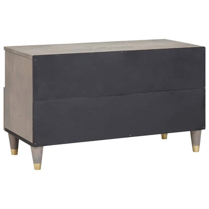 vidaXL TV Cabinet with Drawer Grey 80 x 33 x 46 cm Solid Mango Wood