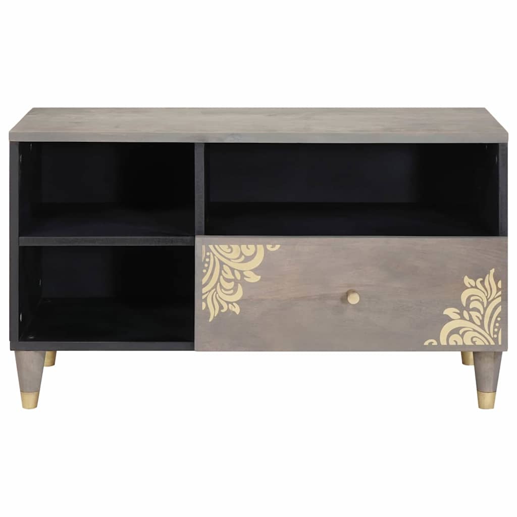 vidaXL TV Cabinet with Drawer Grey 80 x 33 x 46 cm Solid Mango Wood