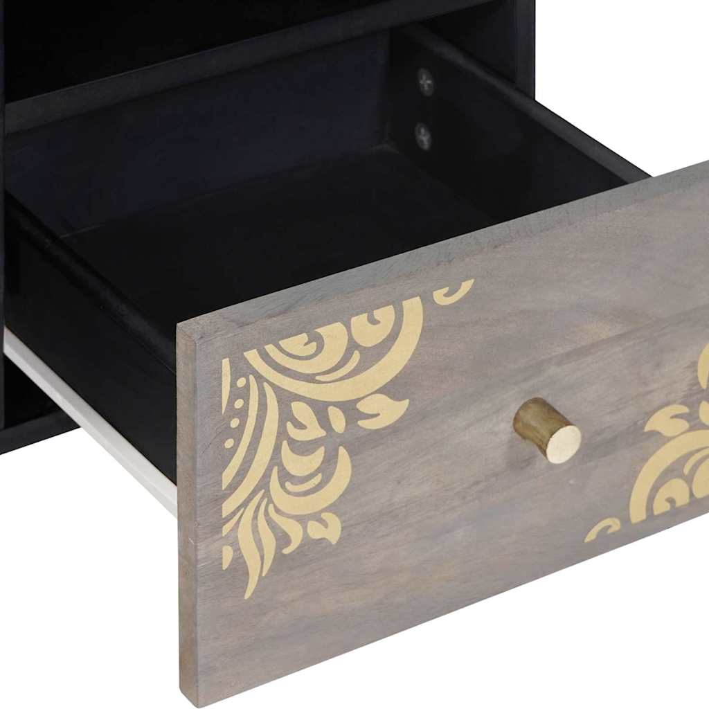 vidaXL TV Cabinet with Drawer Grey 100 x 33 x 46 cm Solid Mango Wood
