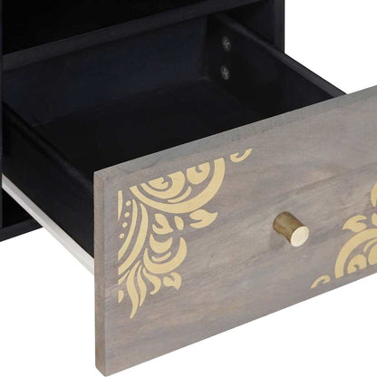 vidaXL TV Cabinet with Drawer Grey 100 x 33 x 46 cm Solid Mango Wood