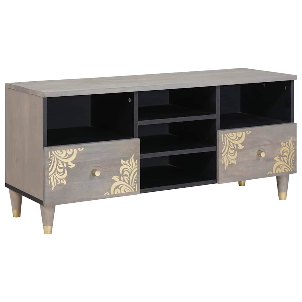 vidaXL TV Cabinet with Drawer Grey 100 x 33 x 46 cm Solid Mango Wood