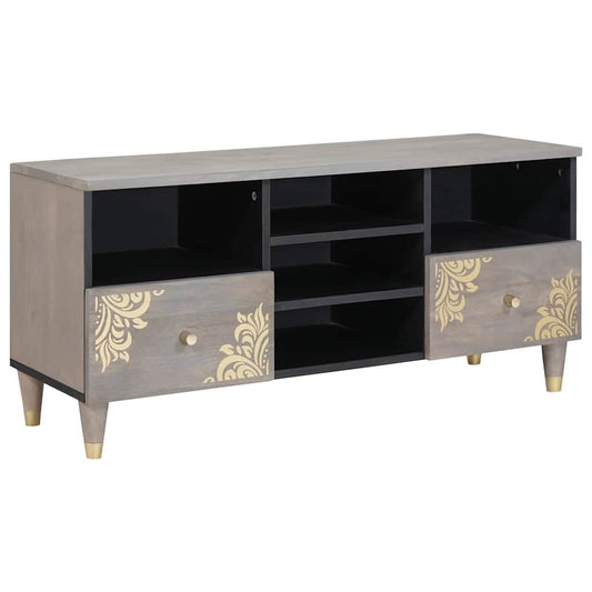vidaXL TV Cabinet with Drawer Grey 100 x 33 x 46 cm Solid Mango Wood