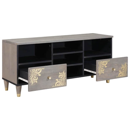 vidaXL TV Cabinet with Drawer Grey 100 x 33 x 46 cm Solid Mango Wood