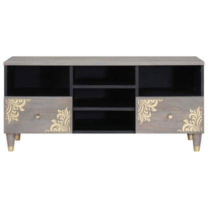 vidaXL TV Cabinet with Drawer Grey 100 x 33 x 46 cm Solid Mango Wood